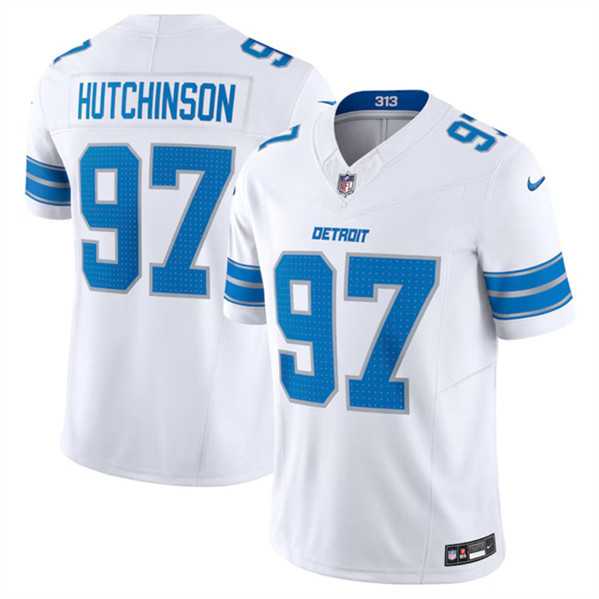 Men & Women & Youth Detroit Lions #97 Aidan Hutchinson White 2024 F.U.S.E. Vapor Limited Stitched Jersey